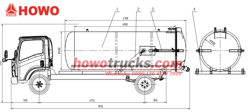 HOWO 10000L sewage suction truck drawing HOWO 10000L sewage suction truck drawing