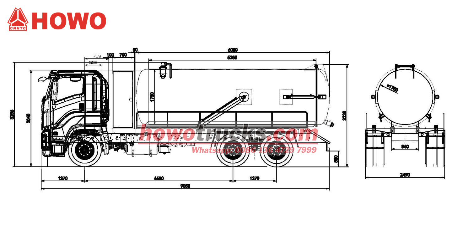 HOWO 6&times;4 sewage tank truck drawing