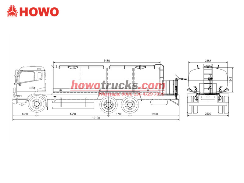 HOWO 6&times;4 water tanker truck drawing