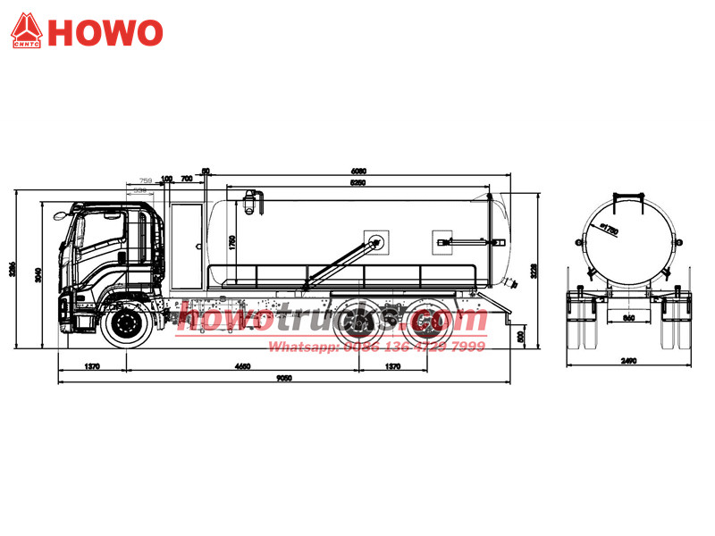 HOWO 6&times;4 septic tank truck drawing