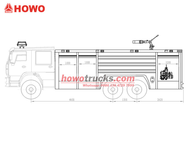 HOWO 6&times;4 firefighting truck drawing