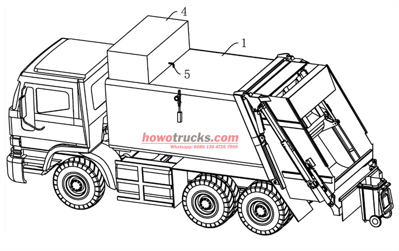 HOWO 6&times;4 refuse compactor truck drawing