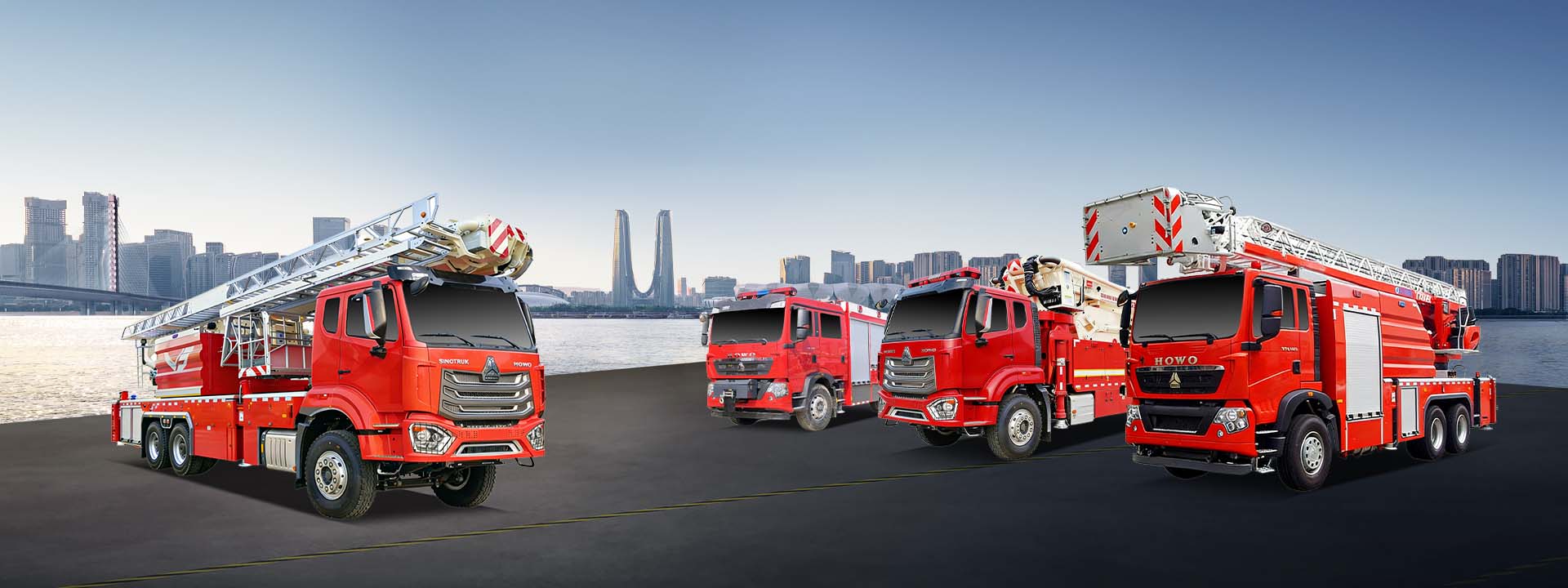 HOWO ladder fire fighting trucks for sale