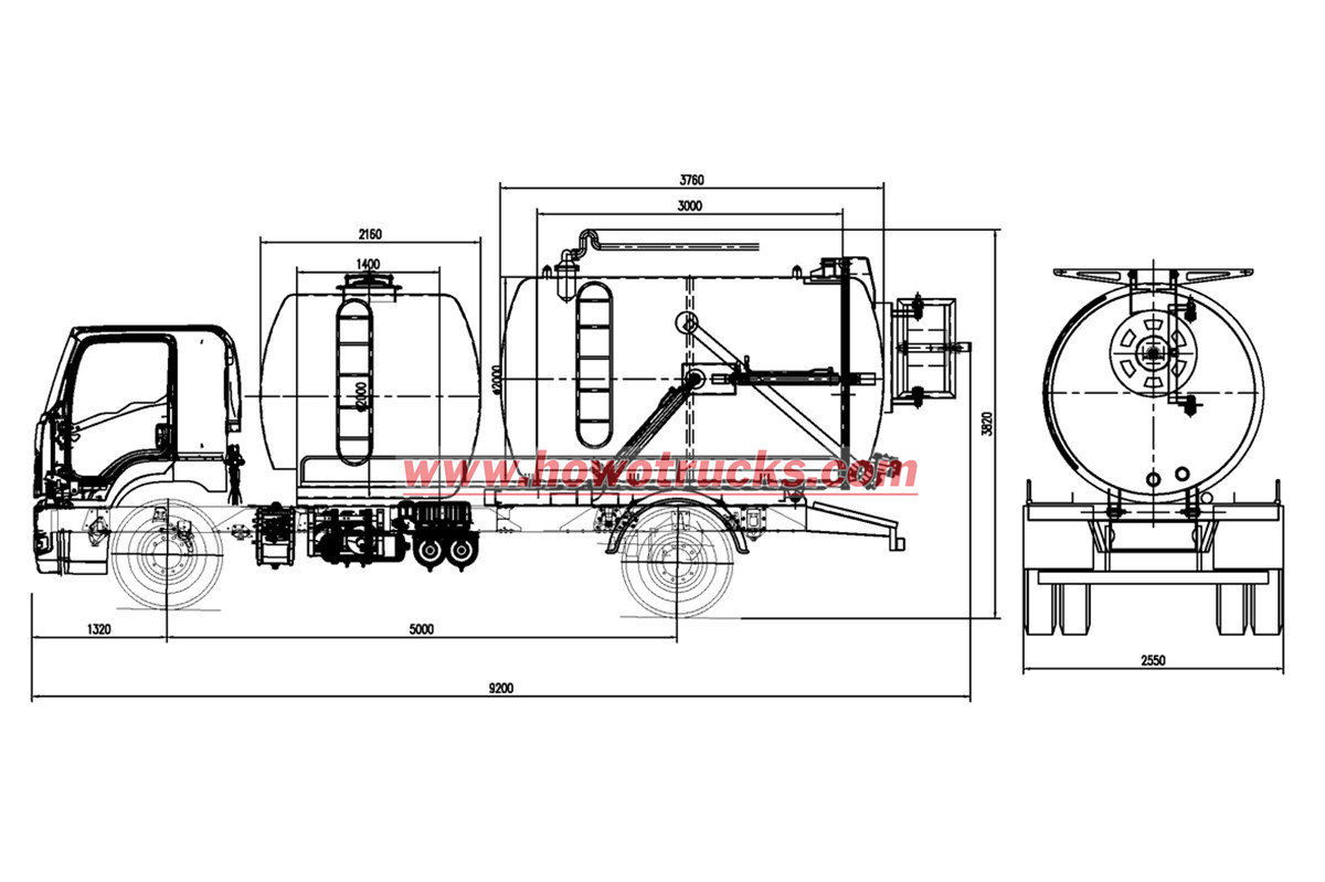 HOWO vacuum jetting truck drawing