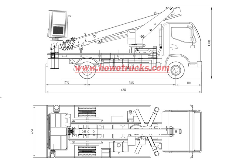 HOWO 33m bucket lift truck drawing